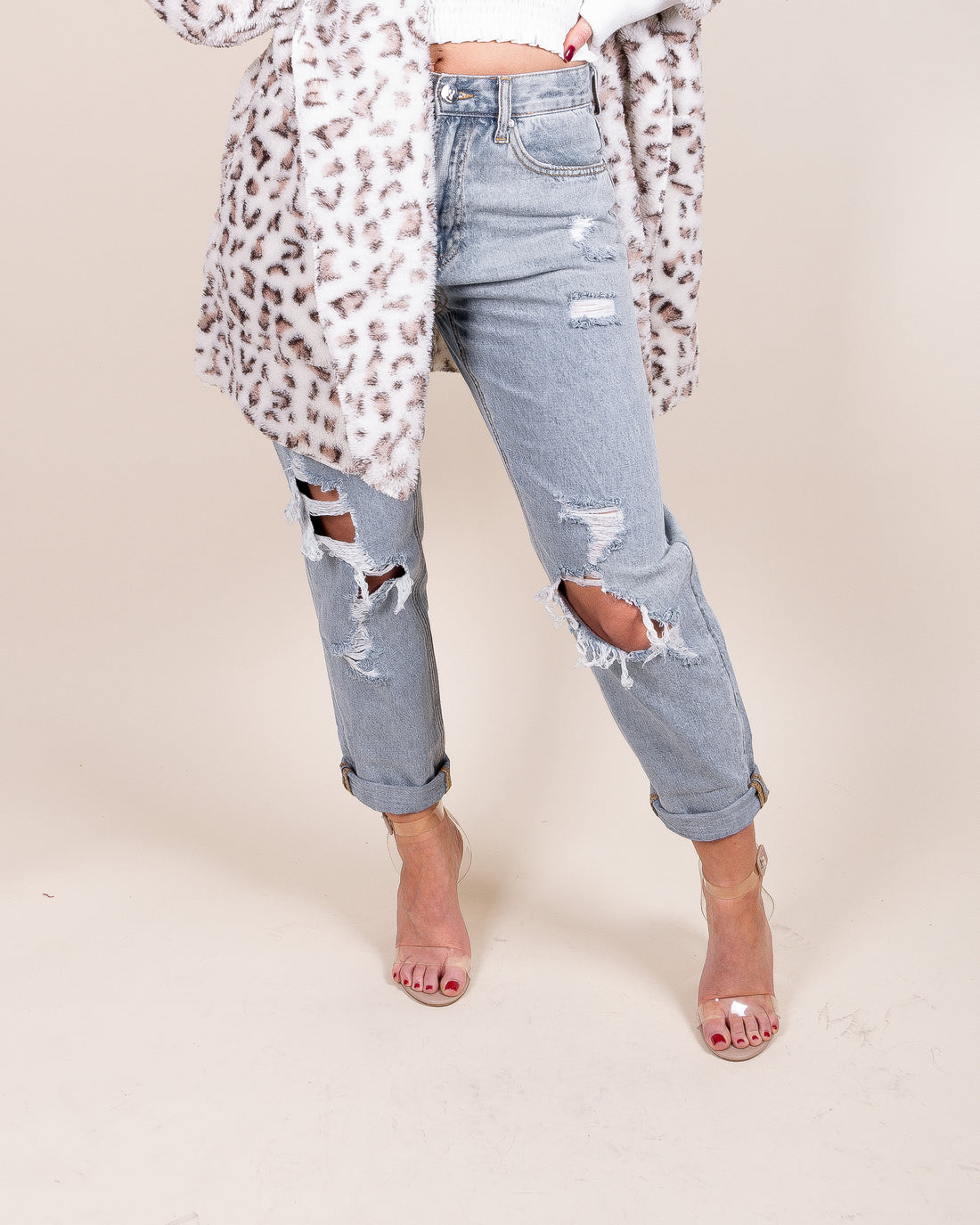 Daya High Rise Distressed Girlfriend Denim