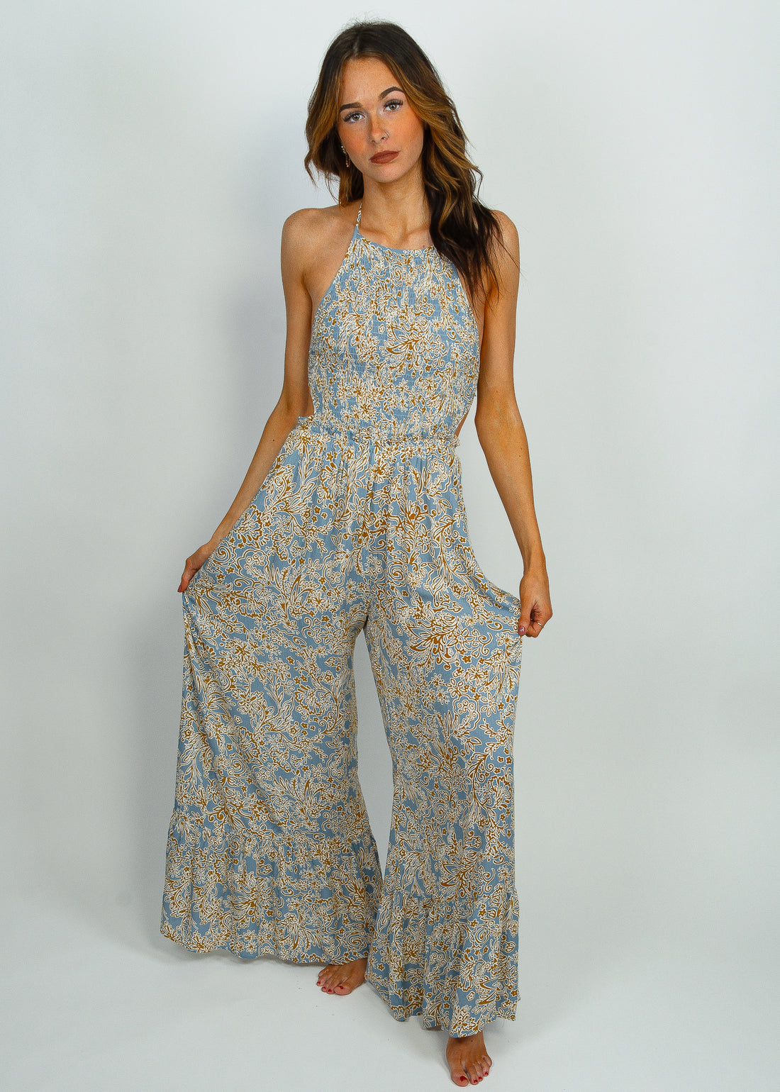 Timing Is Everything Open Back  Wide Leg Jumpsuit