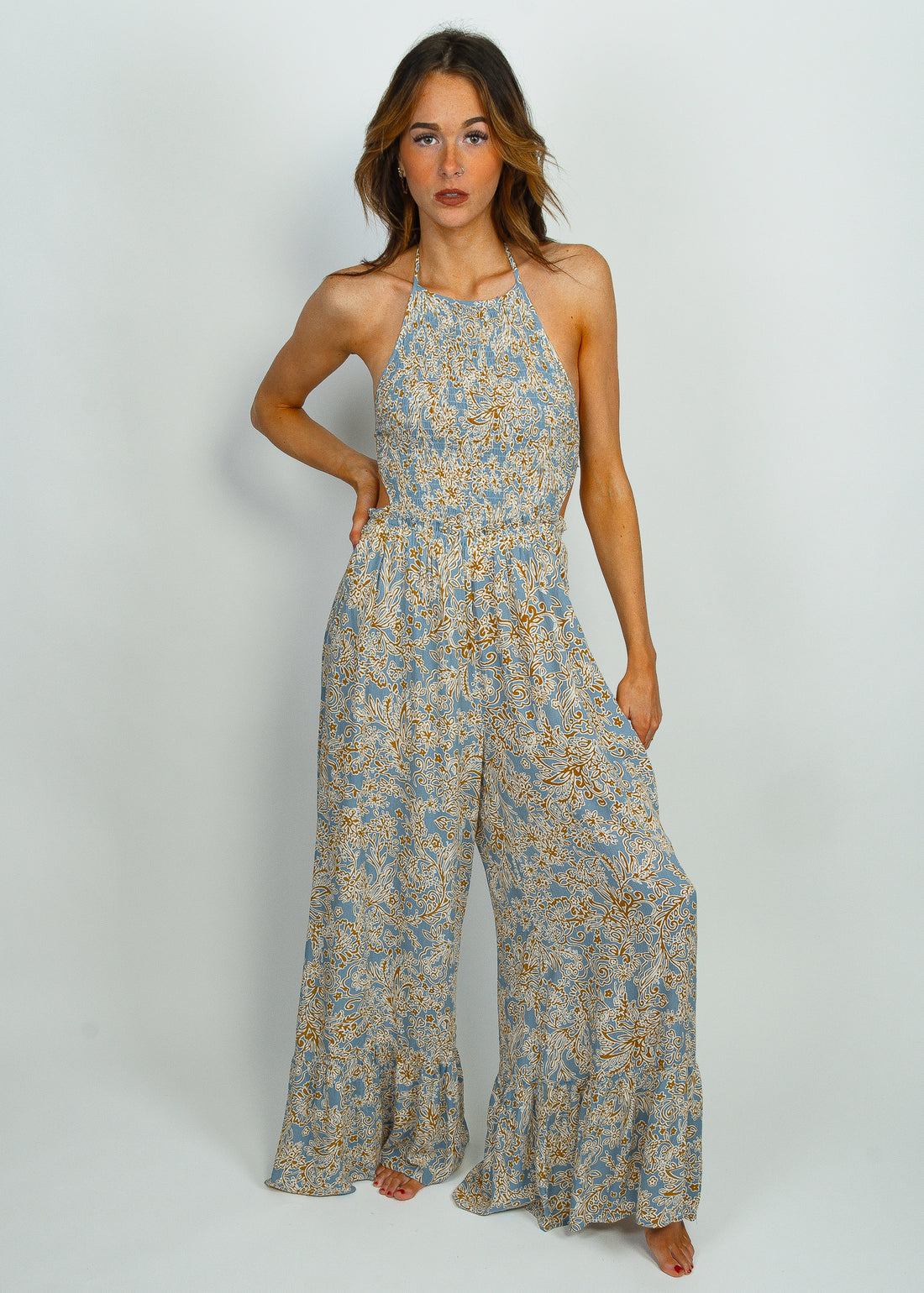 Timing Is Everything Open Back  Wide Leg Jumpsuit