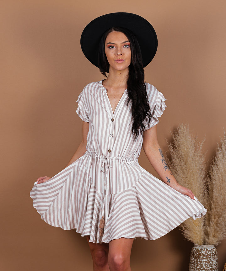 Play Fair Striped Button Down Dress