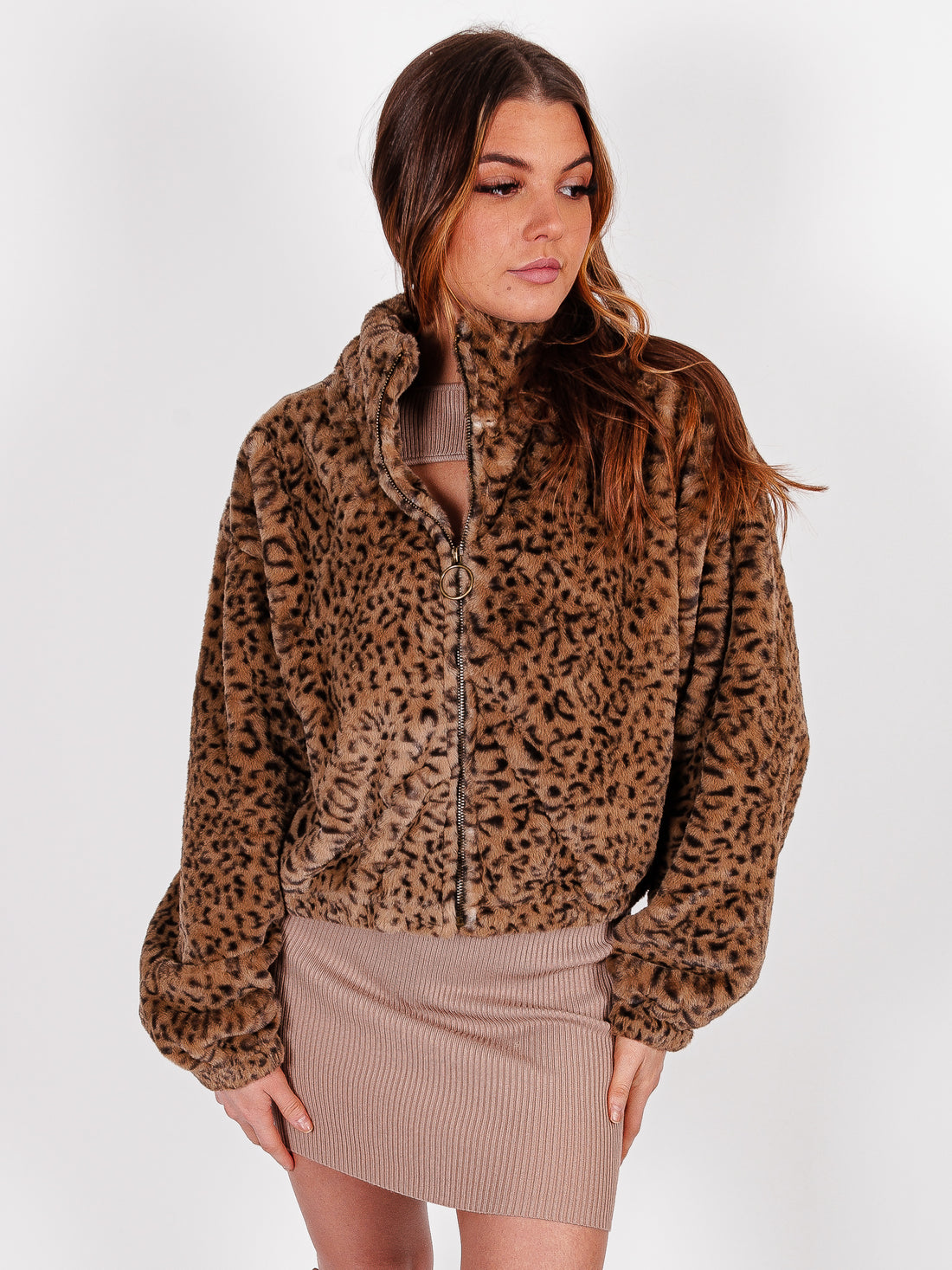 Wild Thang Faux Fur Leopard Pullover Jacket