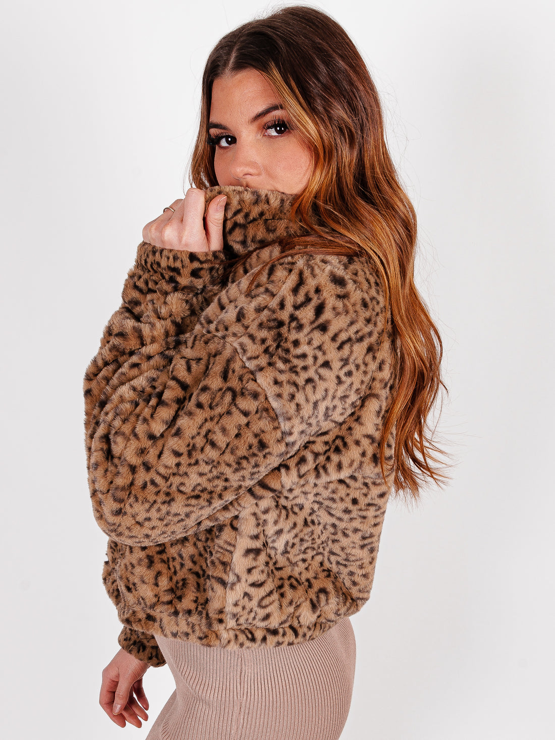 Wild Thang Faux Fur Leopard Pullover Jacket