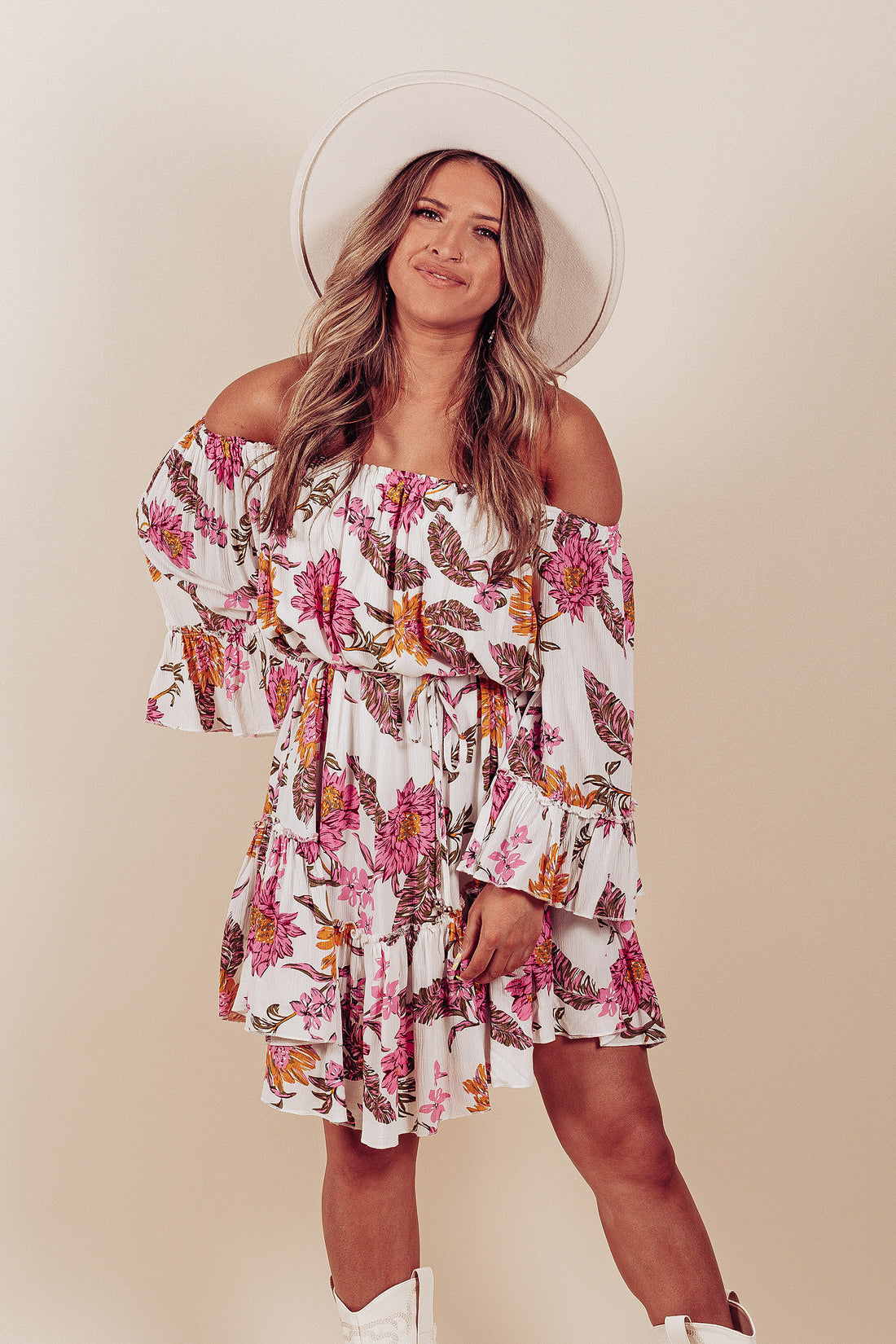 Path To Petals Floral Off The Shoulder Dress - Truelynn Clothing Company