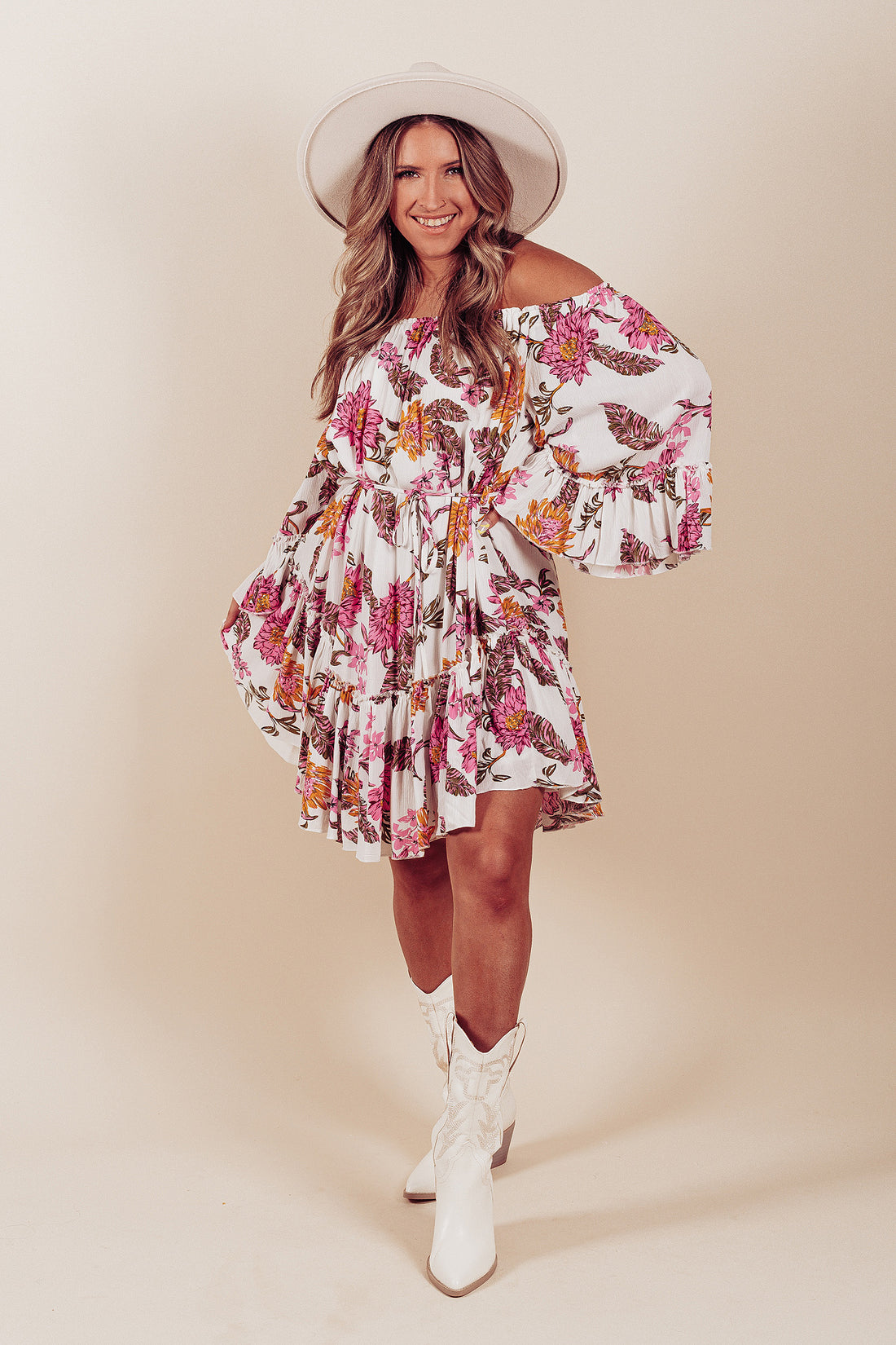 Path To Petals Floral Off The Shoulder Dress - Truelynn Clothing Company