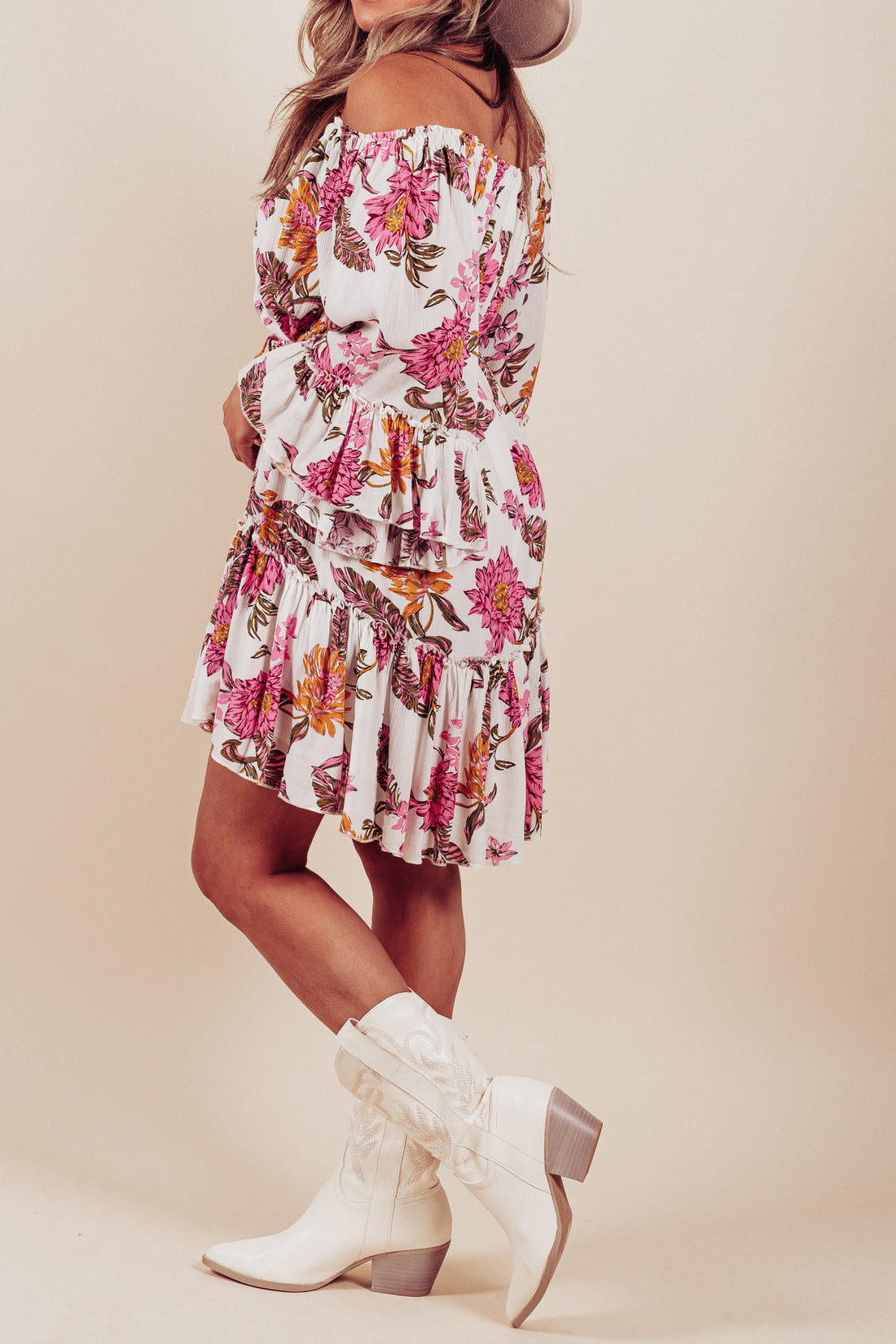 Path To Petals Floral Off The Shoulder Dress - Truelynn Clothing Company