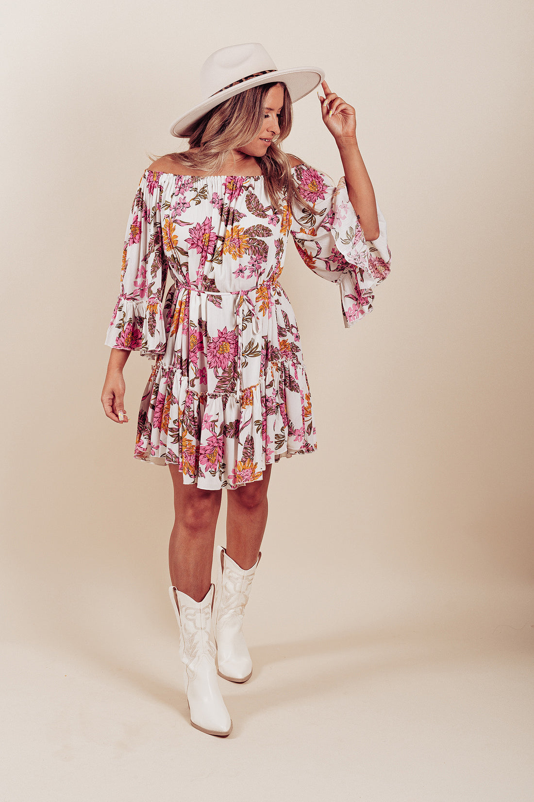 Path To Petals Floral Off The Shoulder Dress - Truelynn Clothing Company