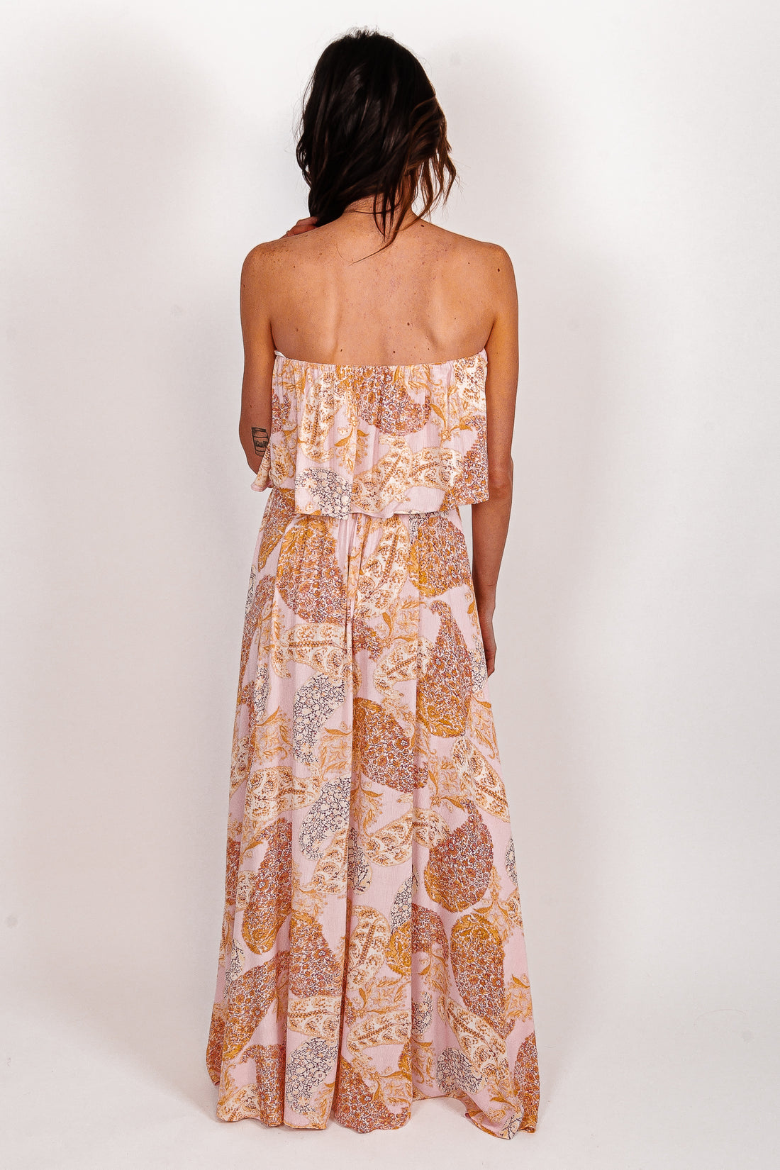 Hidden Paradise Printed Strapless Maxi Dress