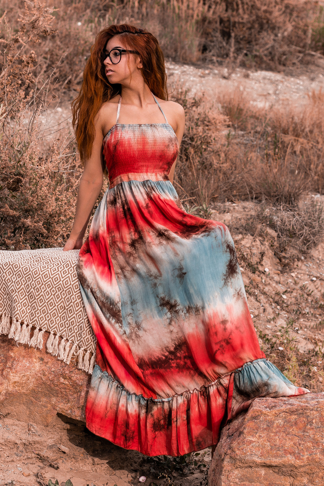 On The Horizon Tie Dye Halter Maxi - Truelynn Clothing Company