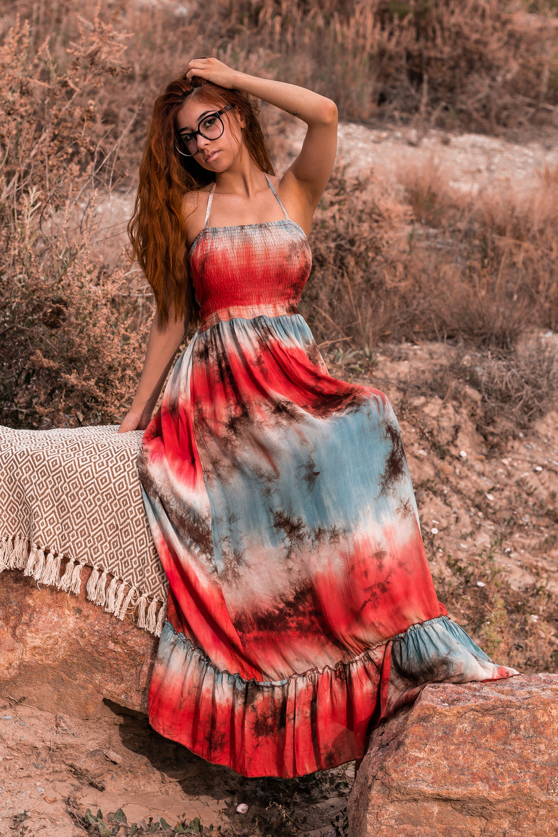 On The Horizon Tie Dye Halter Maxi - Truelynn Clothing Company