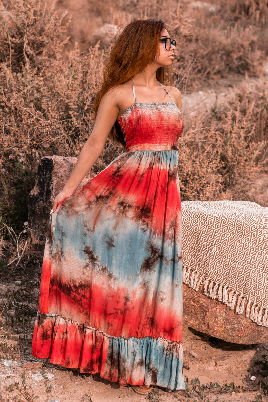 On The Horizon Tie Dye Halter Maxi - Truelynn Clothing Company