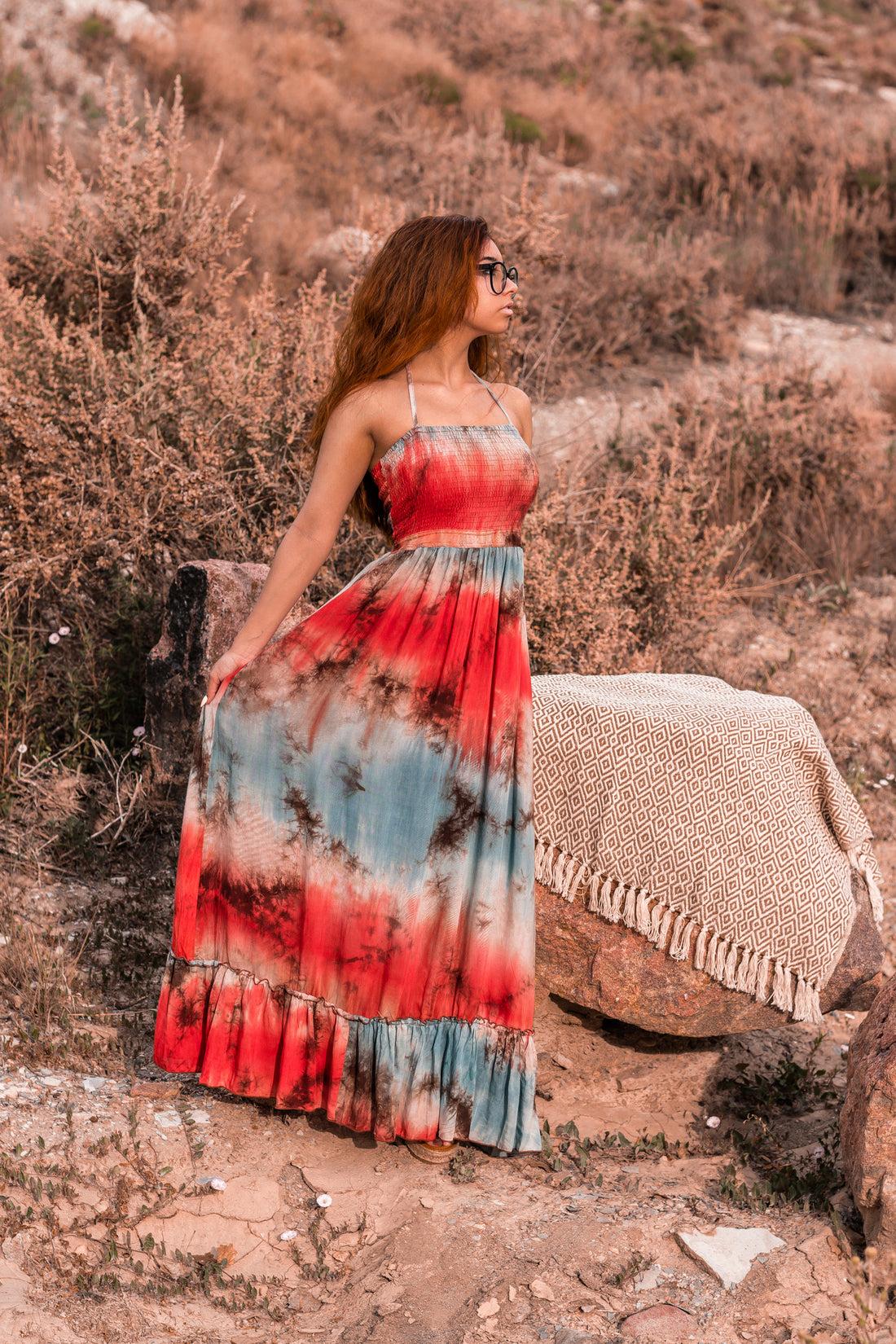 On The Horizon Tie Dye Halter Maxi - Truelynn Clothing Company