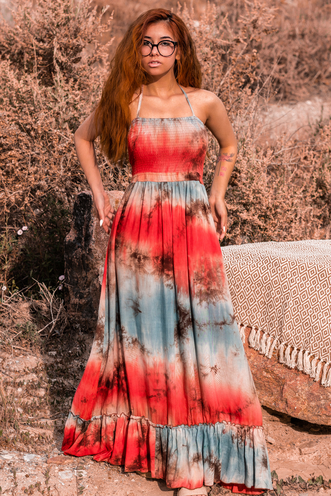 On The Horizon Tie Dye Halter Maxi - Truelynn Clothing Company