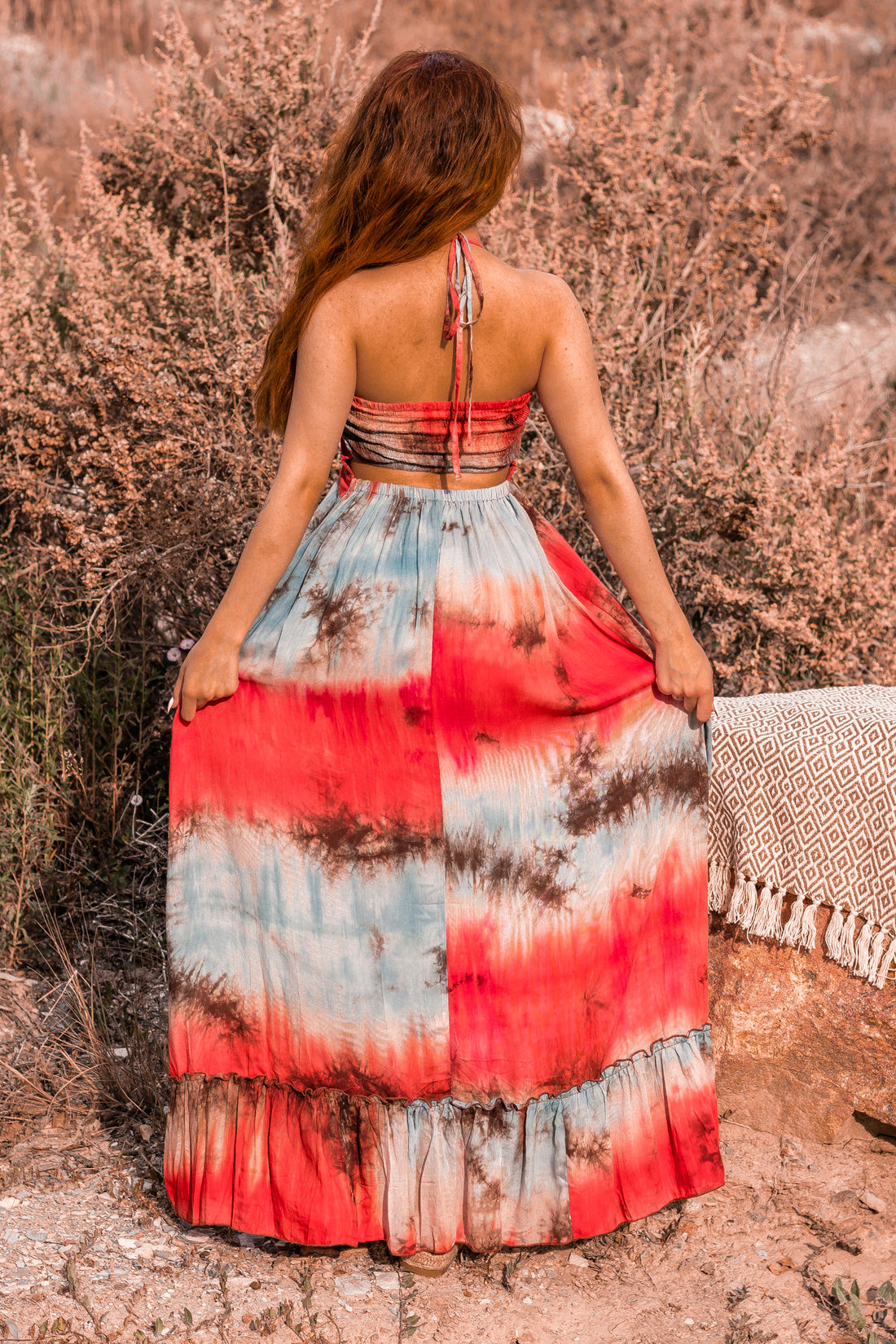 On The Horizon Tie Dye Halter Maxi - Truelynn Clothing Company