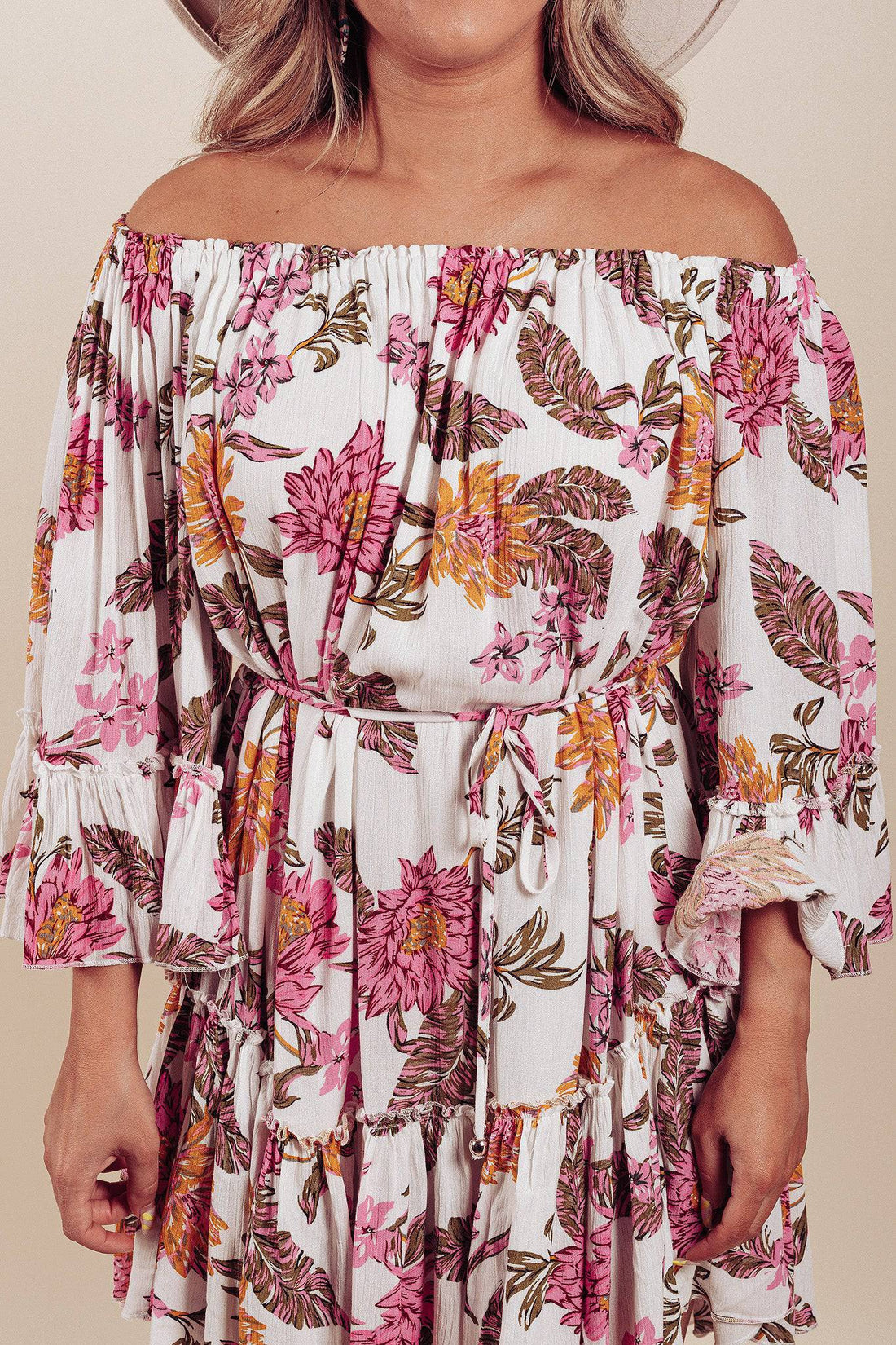 Path To Petals Floral Off The Shoulder Dress