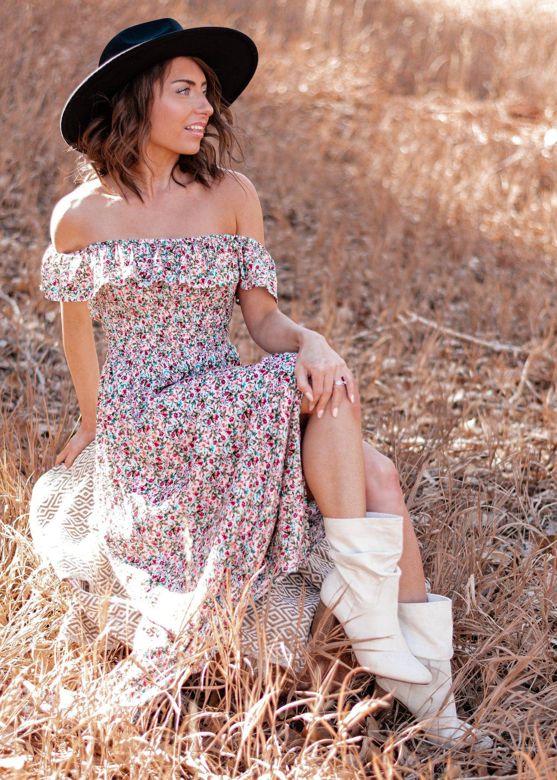 Picture Perfect Moments Off Shoulder Floral Maxi